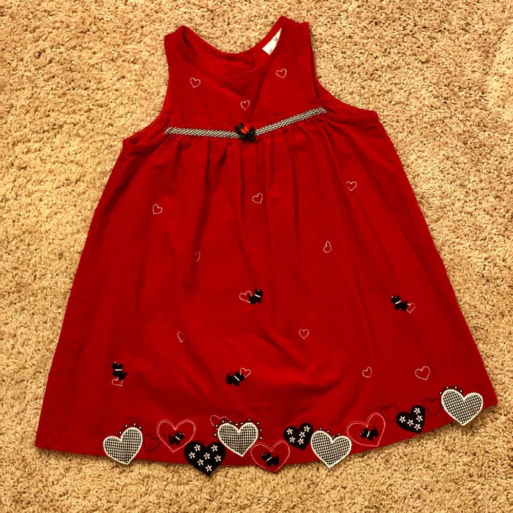 Red, corduroy dress